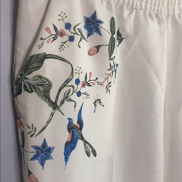 H&M High Waist Floral Print Cream Cropped Pants M - Picture 4 of 13